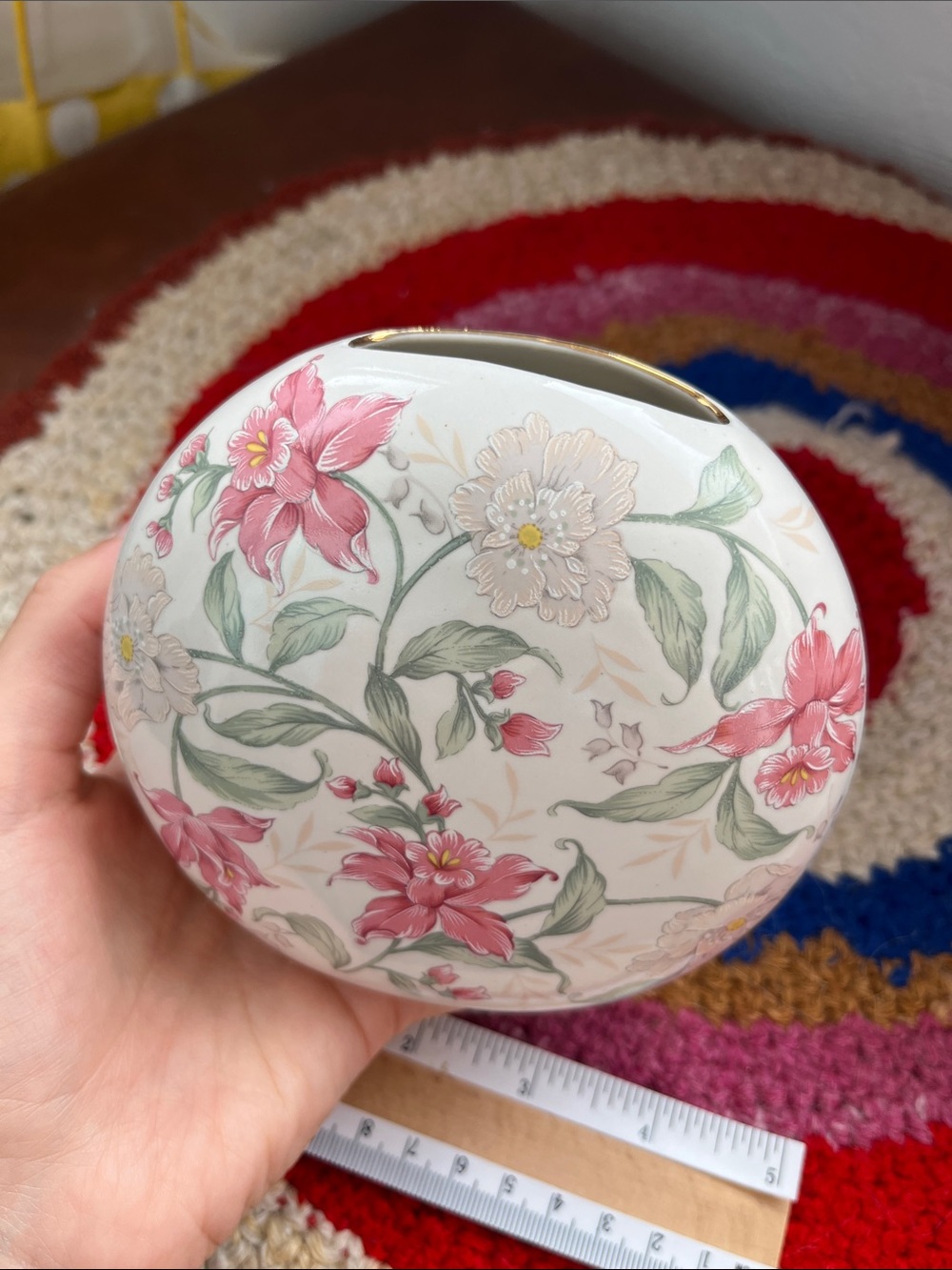 Pre 1970s OTAGIRI Prima vintage Japan pillow vase floral bud vase 4x4.5โ